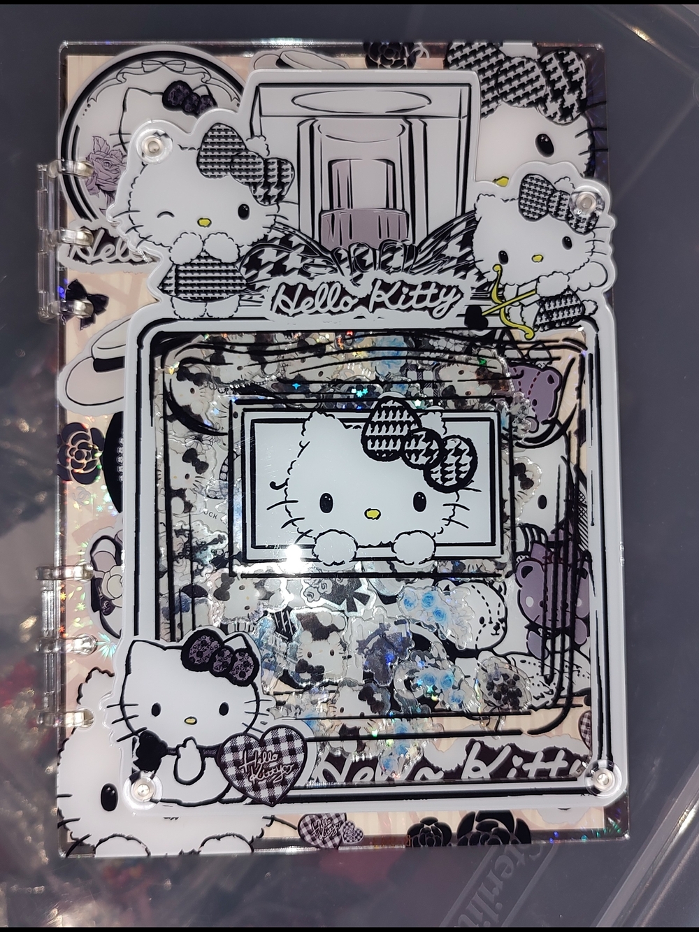 New! Hello Kitty Chanel Clear Glitter Acrylic A5 Shaker Notebooks